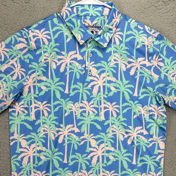 Chubbies The Keep Palm And Carry On Mens Performance Polo Shirt Large Blue Rugby